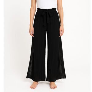 Becca Womens Black Wide Leg Swim Cover Pants Slit Side Size 1x Beach Summer